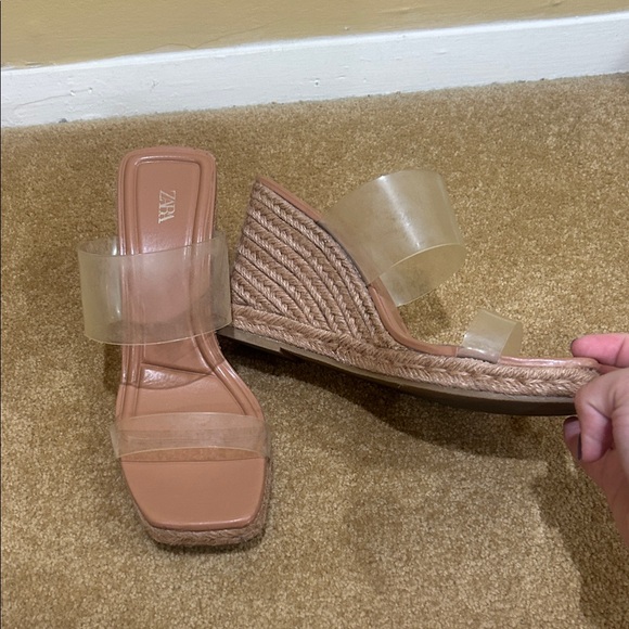 Zara Women's Wedge Sandals with Clear Straps - Brown - Picture 14 of 14